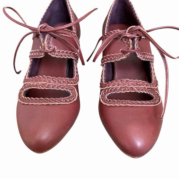 Bali Elf Maroon Leather Mary Jane Oxford Heels Size 8.5 NWOB - Picture 6 of 12